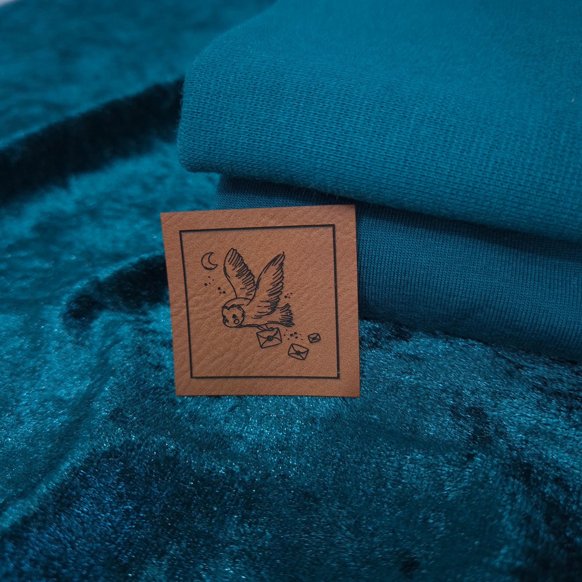 Kunstlederlabel Brief Eule
